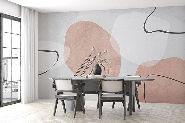 A white and pink background with black lines and circles