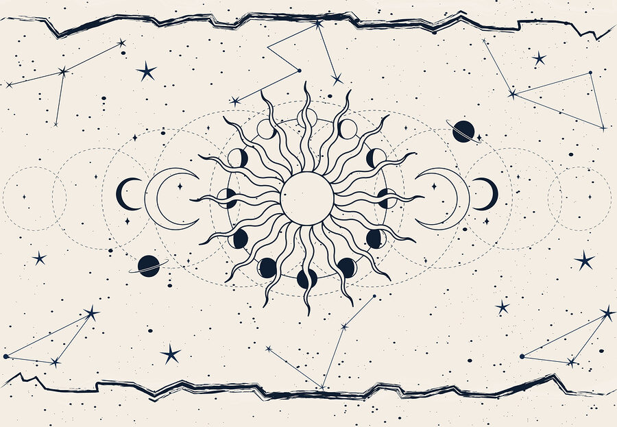 Papier peint Un dessin du soleil et de la lune – Image 3