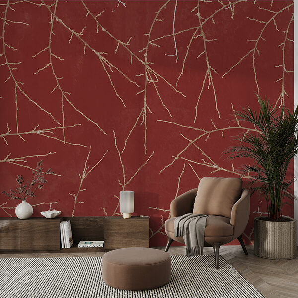 Papier peint Un fond rouge avec des branches (UGS : w00692v3) Papier peint Papier peint Un fond rouge avec des branches (UGS : w00692v3)