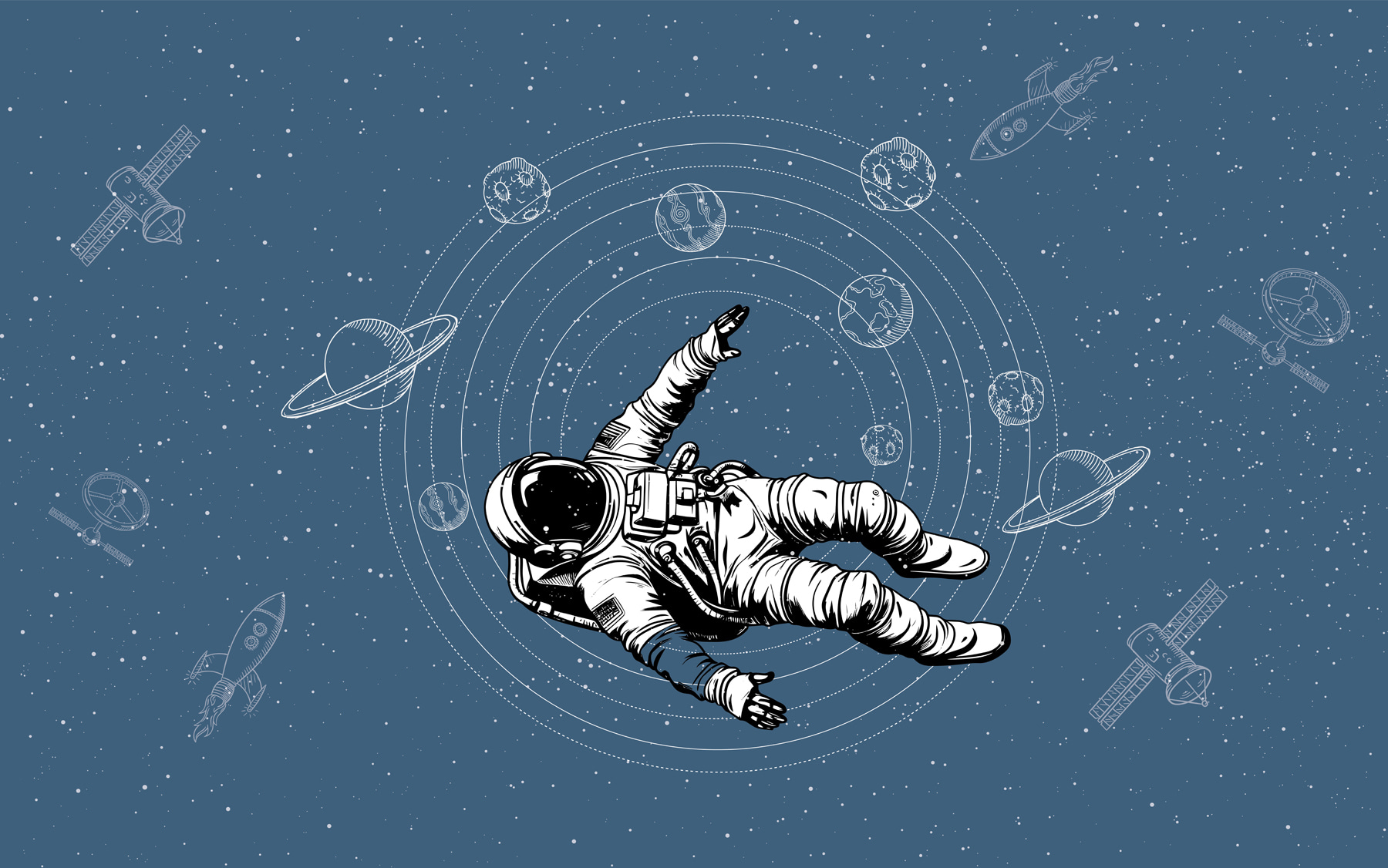 An astronaut floating in space An astronaut floating in space