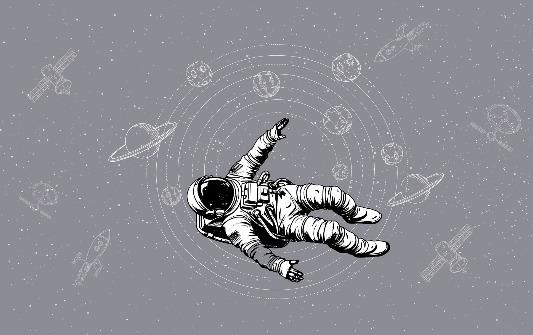 An astronaut floating in space