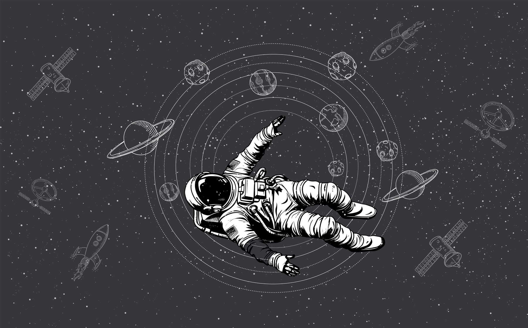 An astronaut floating in space