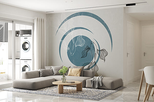 Dessin d'un poisson et d'un cercle tourbillonnant Dessin d'un poisson et d'un cercle tourbillonnant