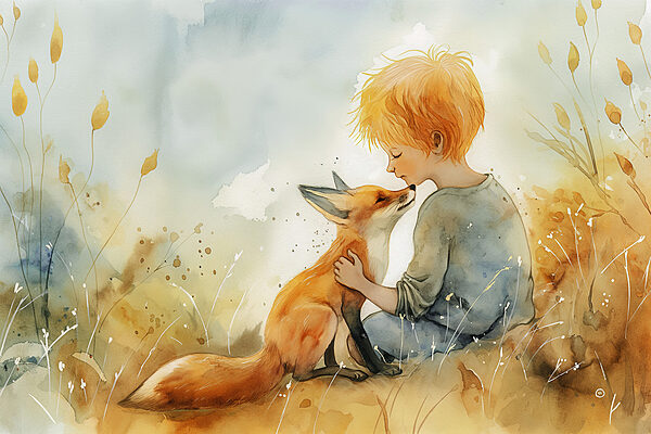 A child hugging a fox A child hugging a fox