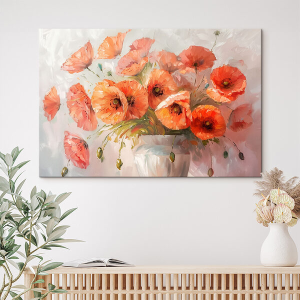 A painting of flowers in a vase A painting of flowers in a vase