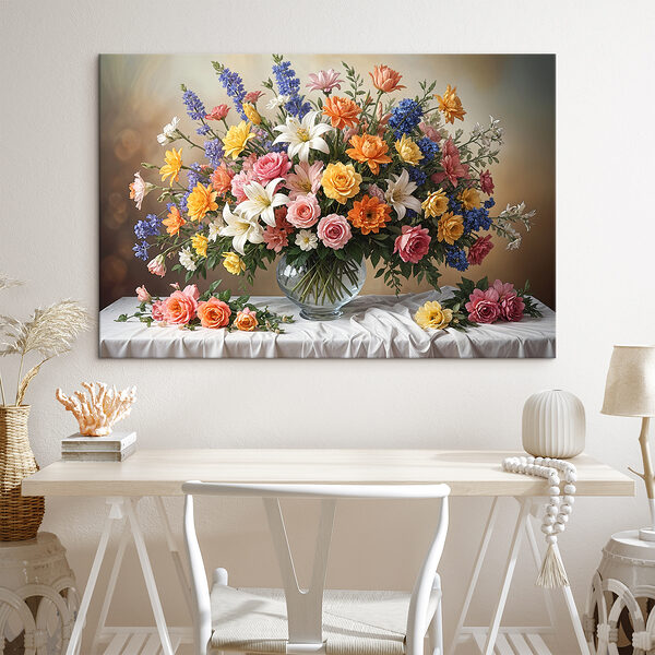 A vase of flowers on a table
