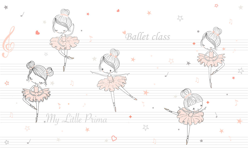 Un groupe de filles de dessins animés dansant sur une note de musique Un groupe de filles de dessins animés dansant sur une note de musique