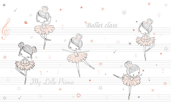 Un groupe de filles de dessins animés dansant sur une note de musique Un groupe de filles de dessins animés dansant sur une note de musique