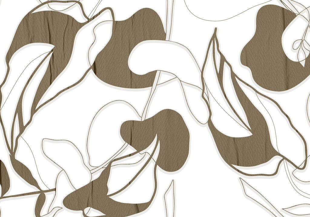 Un motif floral blanc et brun Un motif floral blanc et brun