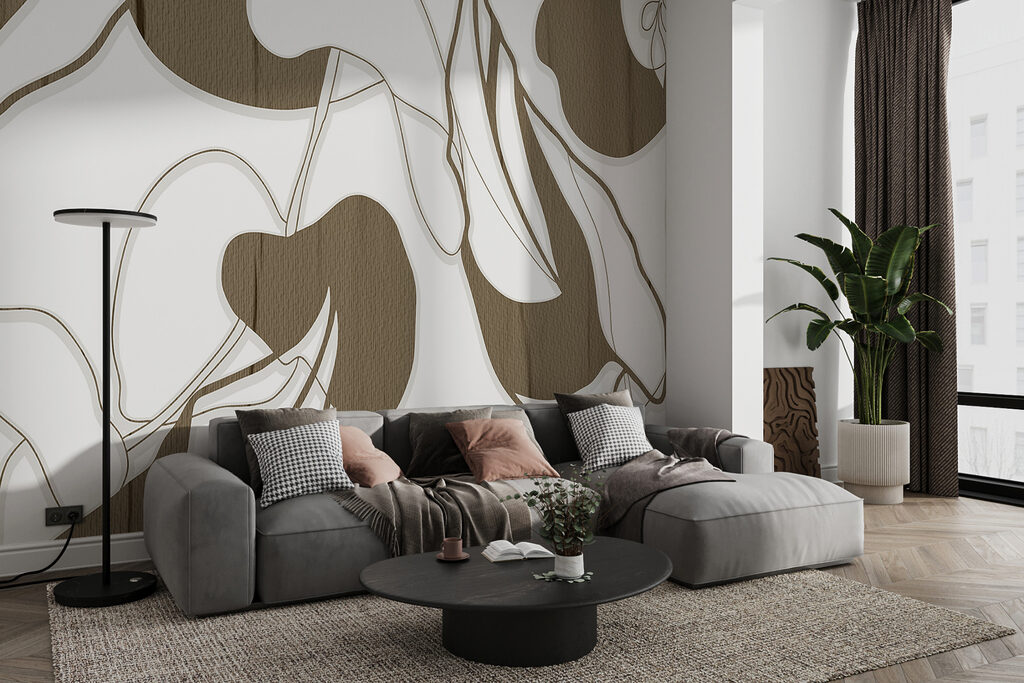 A white and brown floral pattern