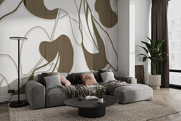 Un motif floral blanc et brun Un motif floral blanc et brun