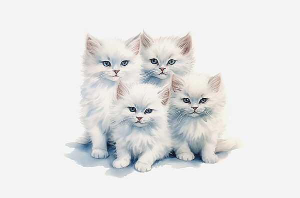 Un groupe de chatons blancs Un groupe de chatons blancs