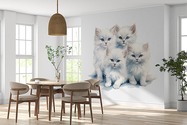 Un groupe de chatons blancs Un groupe de chatons blancs