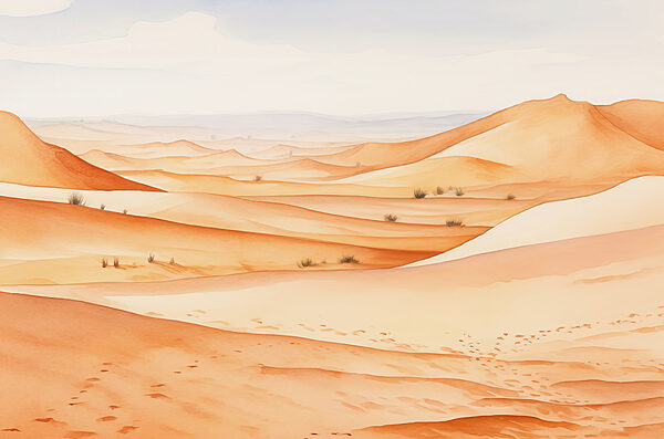Un paysage désertique avec des dunes de sable Un paysage désertique avec des dunes de sable