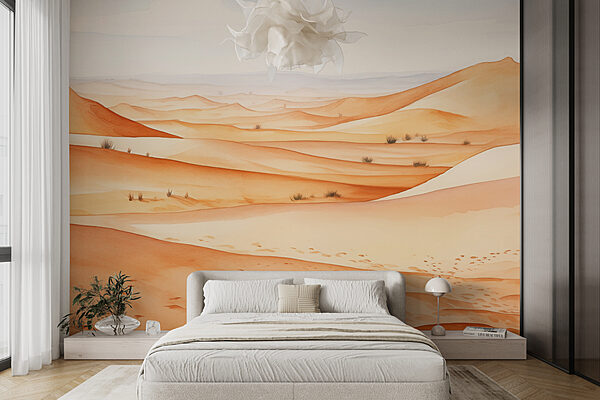 Un paysage désertique avec des dunes de sable Un paysage désertique avec des dunes de sable