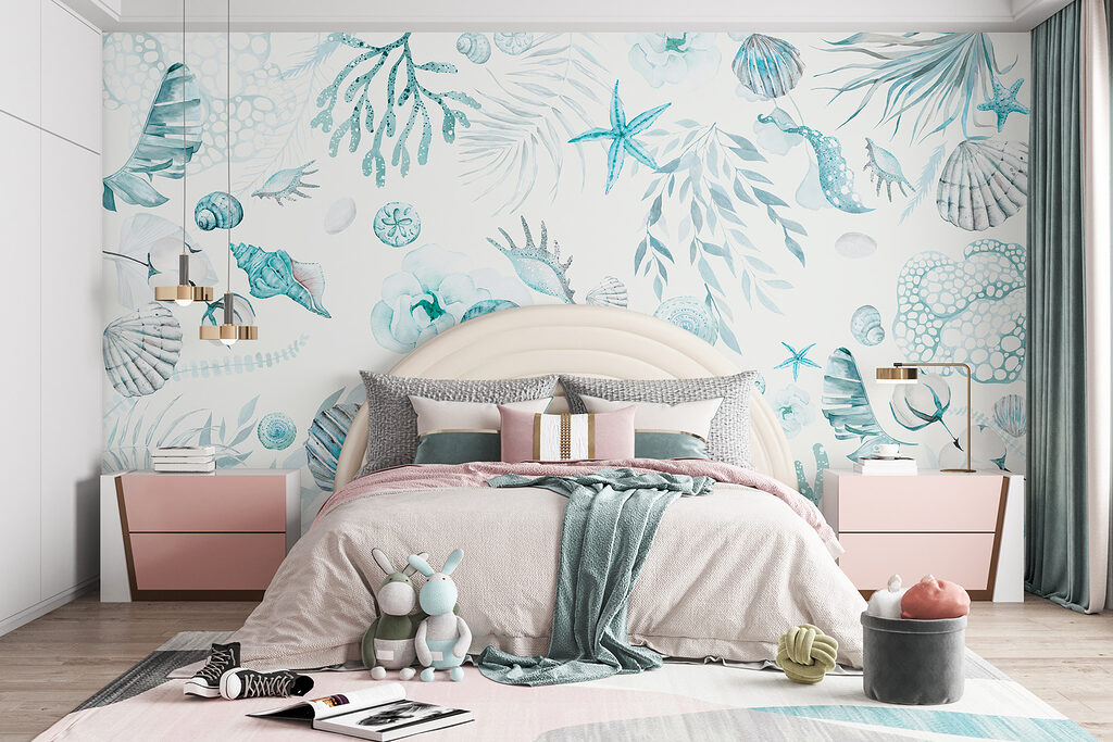 A watercolor sea life pattern