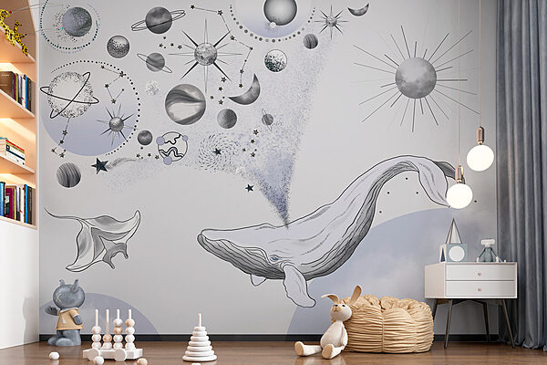 Une baleine et des planètes Une baleine et des planètes