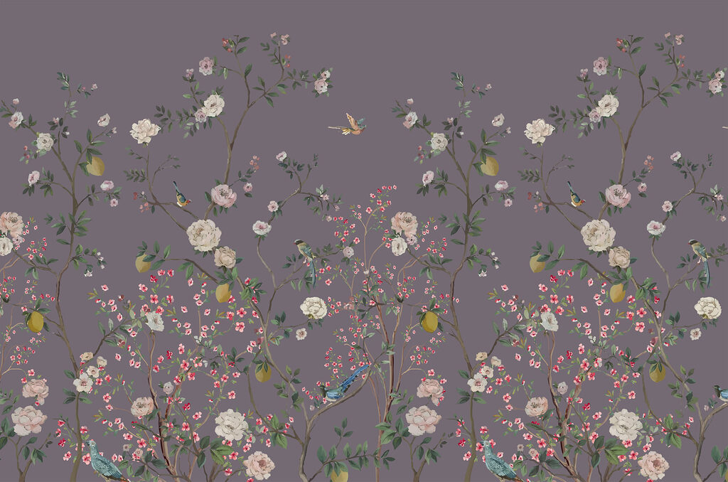 Un papier peint avec des oiseaux et des fleurs Un papier peint avec des oiseaux et des fleurs