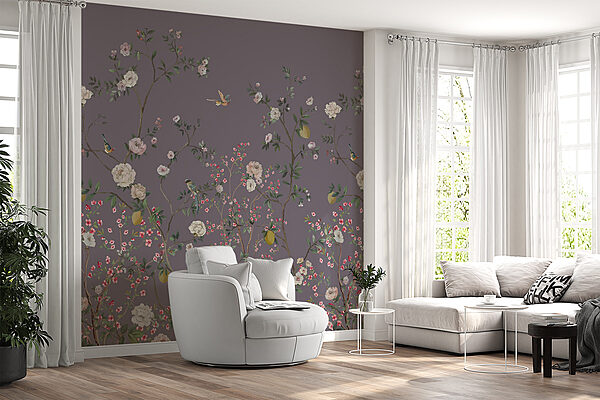 Un papier peint avec des oiseaux et des fleurs Un papier peint avec des oiseaux et des fleurs