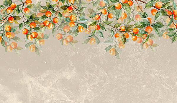 Une peinture d'oranges sur un arbre Une peinture d'oranges sur un arbre
