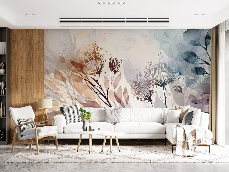Une aquarelle de fleurs et de feuilles