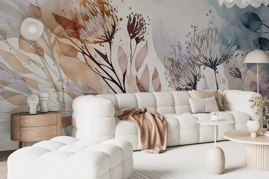 Une aquarelle de fleurs et de feuilles
