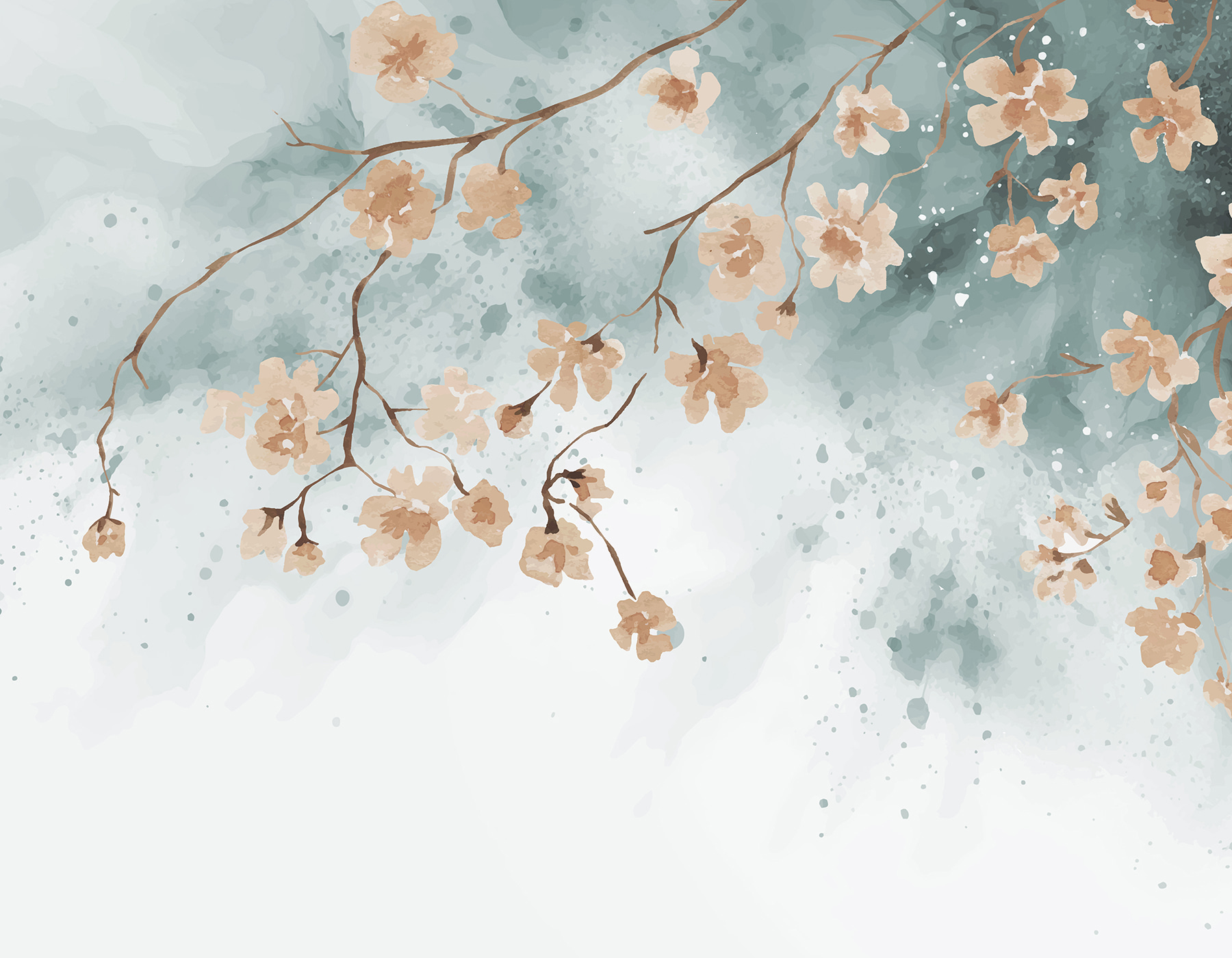 A painting of flowers on a branch A painting of flowers on a branch