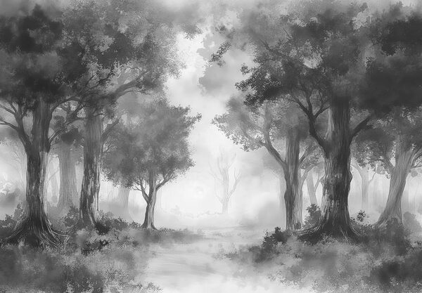 Image en noir et blanc d'une forêt Image en noir et blanc d'une forêt