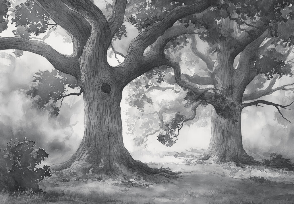 Un groupe d'arbres avec de nombreuses branches Un groupe d'arbres avec de nombreuses branches