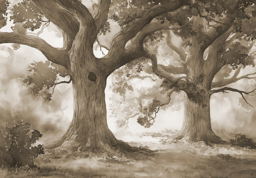 Un groupe d'arbres avec un trou dans le tronc Un groupe d'arbres avec un trou dans le tronc