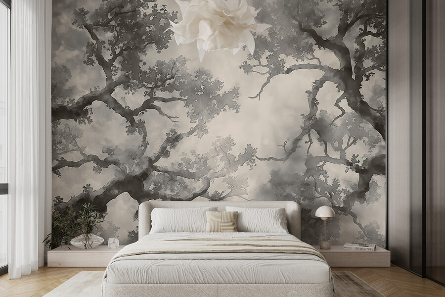 Un groupe d'arbres avec des branches