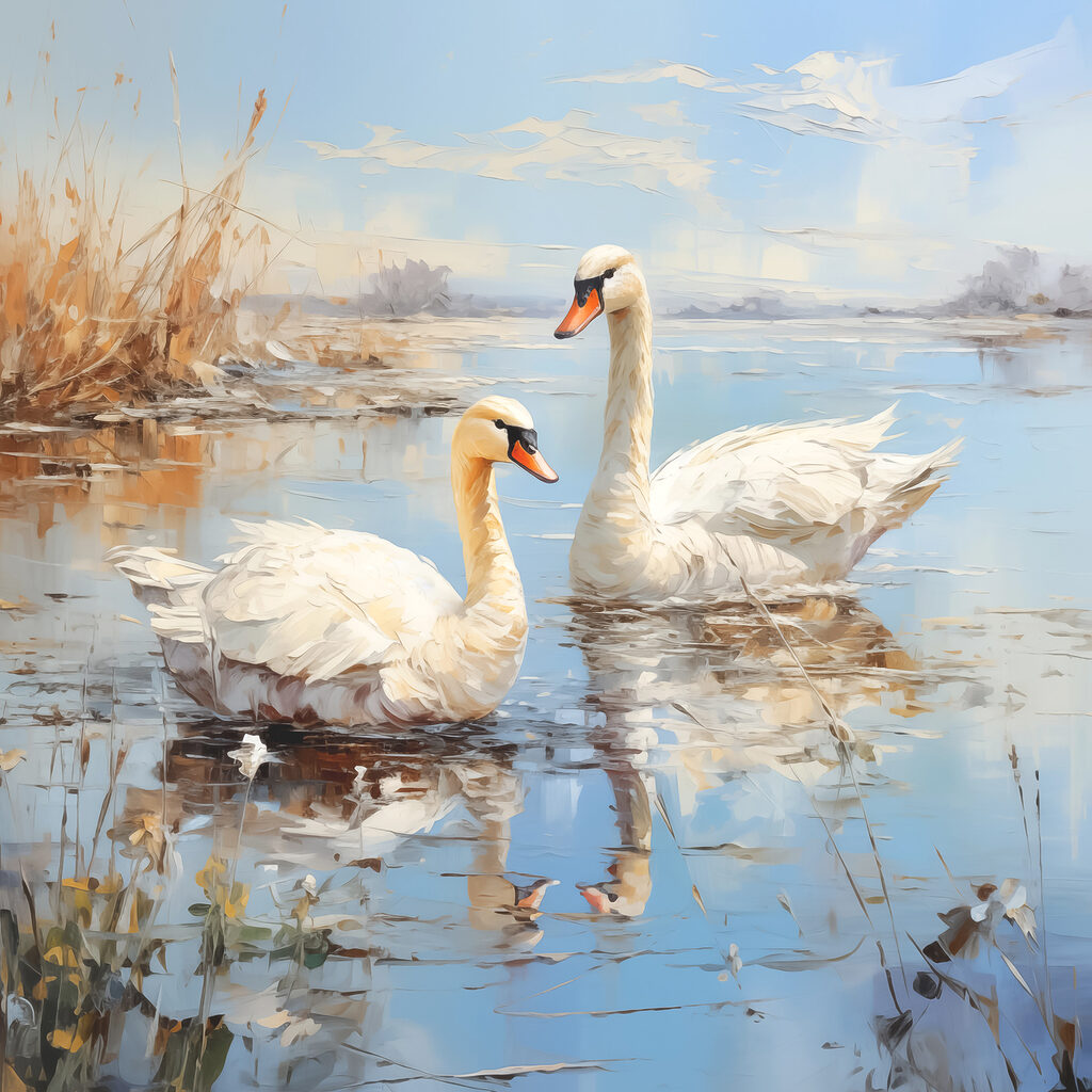 Two swans in a lake Two swans in a lake