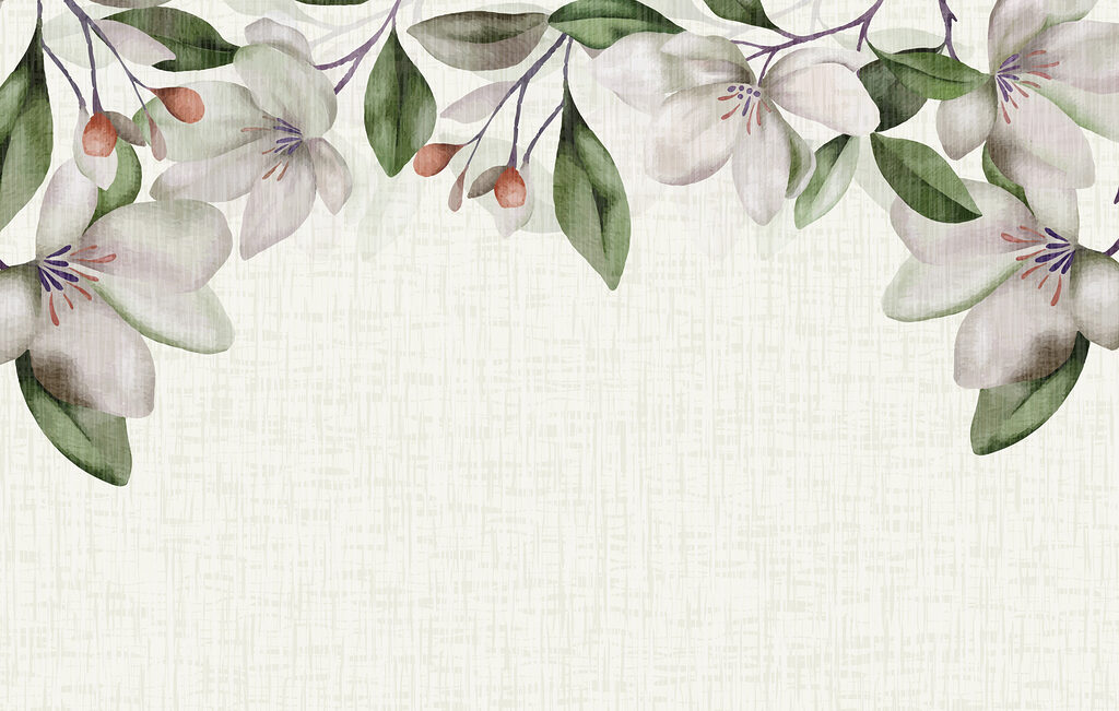 Fleurs blanches et feuilles vertes Fleurs blanches et feuilles vertes
