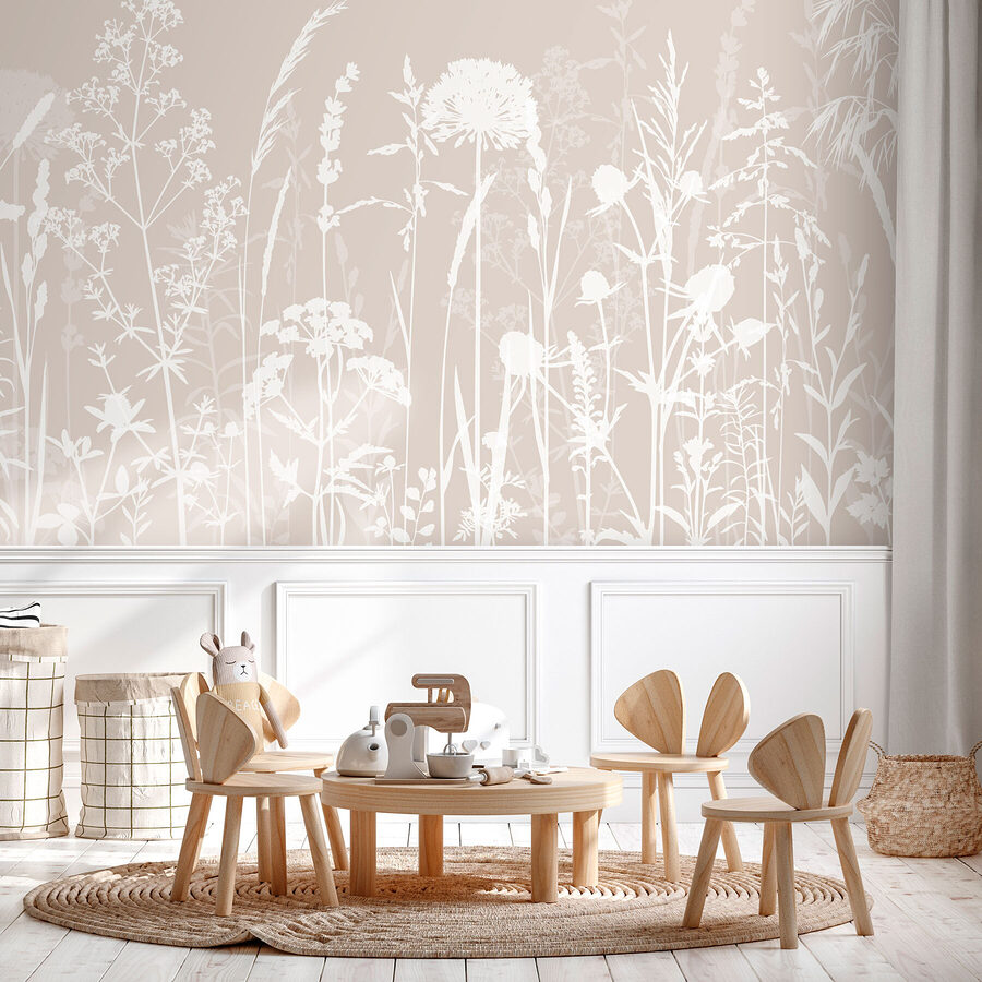 Une silhouette blanche de fleurs