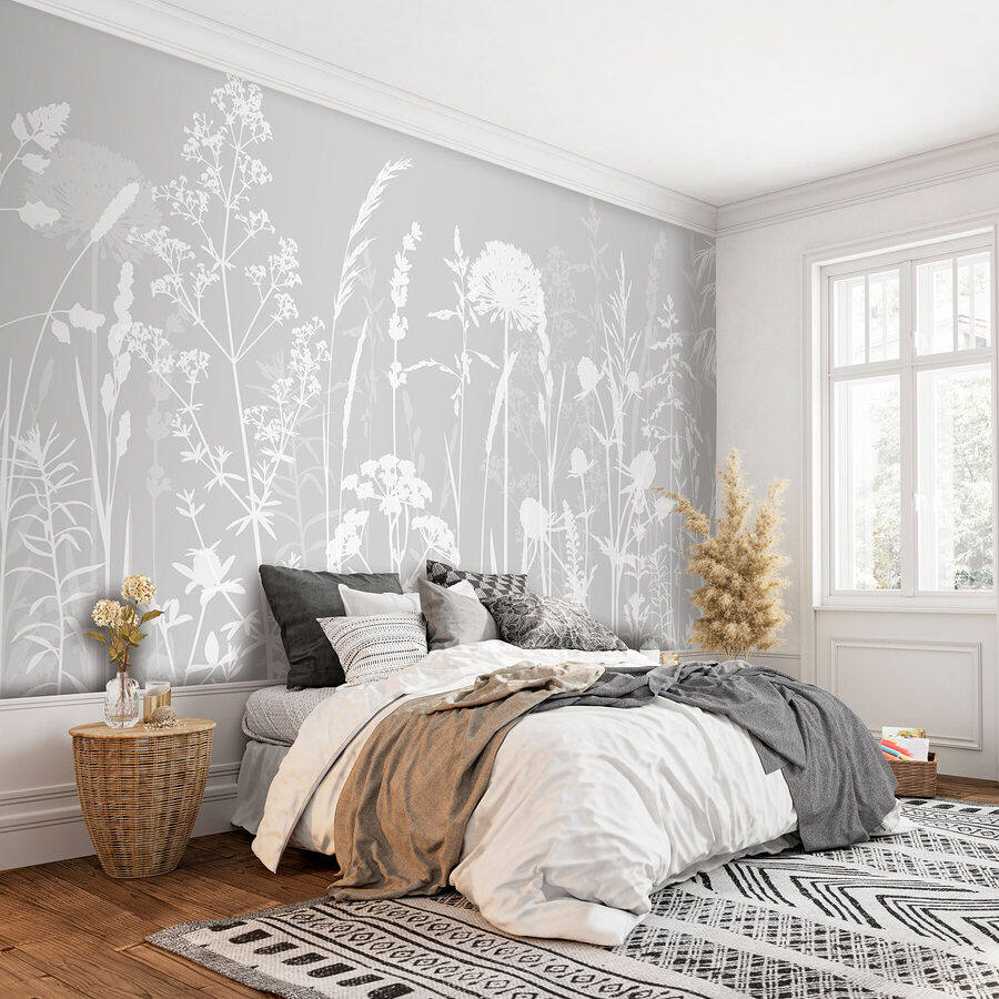 Une silhouette blanche de fleurs Une silhouette blanche de fleurs