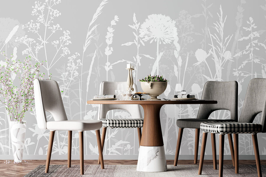 Une silhouette blanche de fleurs Une silhouette blanche de fleurs
