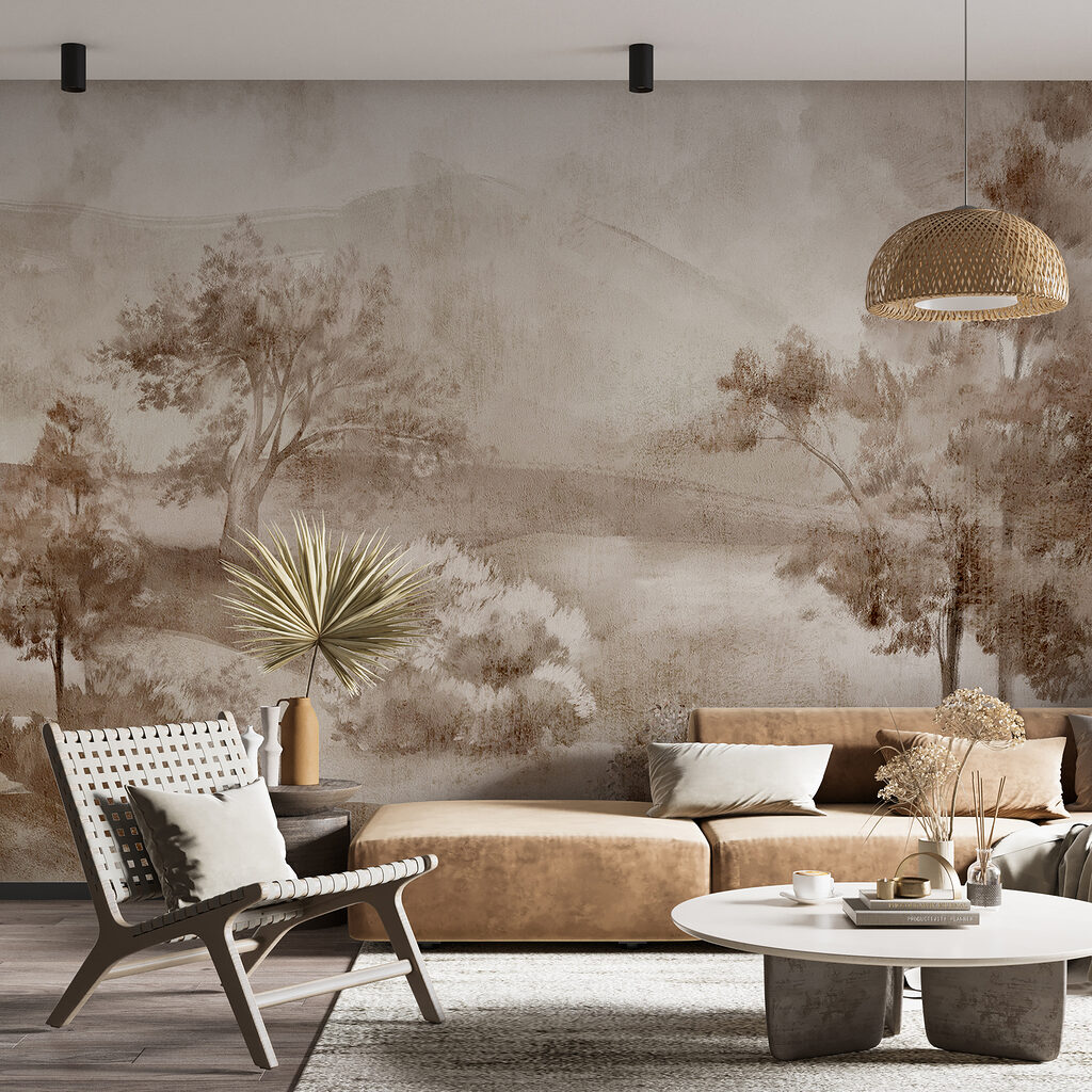 A landscape with trees and bushes A landscape with trees and bushes