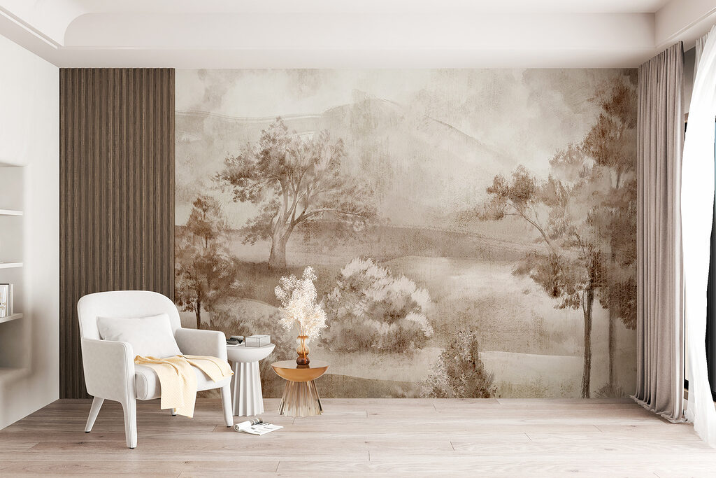 A landscape with trees and bushes A landscape with trees and bushes