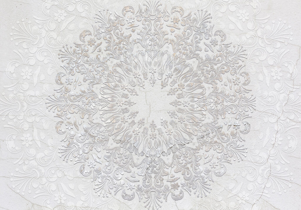 Un motif circulaire blanc et gris Un motif circulaire blanc et gris