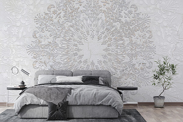 Un motif circulaire blanc et gris Un motif circulaire blanc et gris
