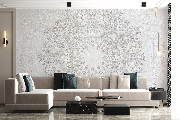 Un motif circulaire blanc et gris Un motif circulaire blanc et gris