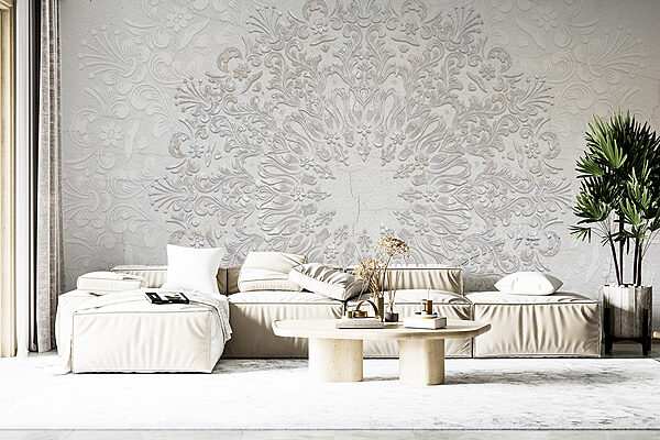 Un motif circulaire blanc et gris Un motif circulaire blanc et gris