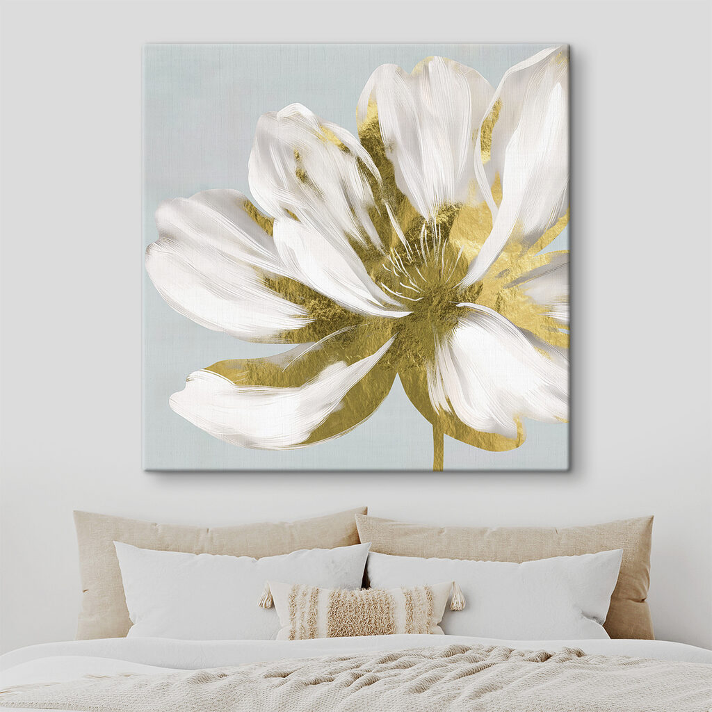Elegant white petal with metallic accents