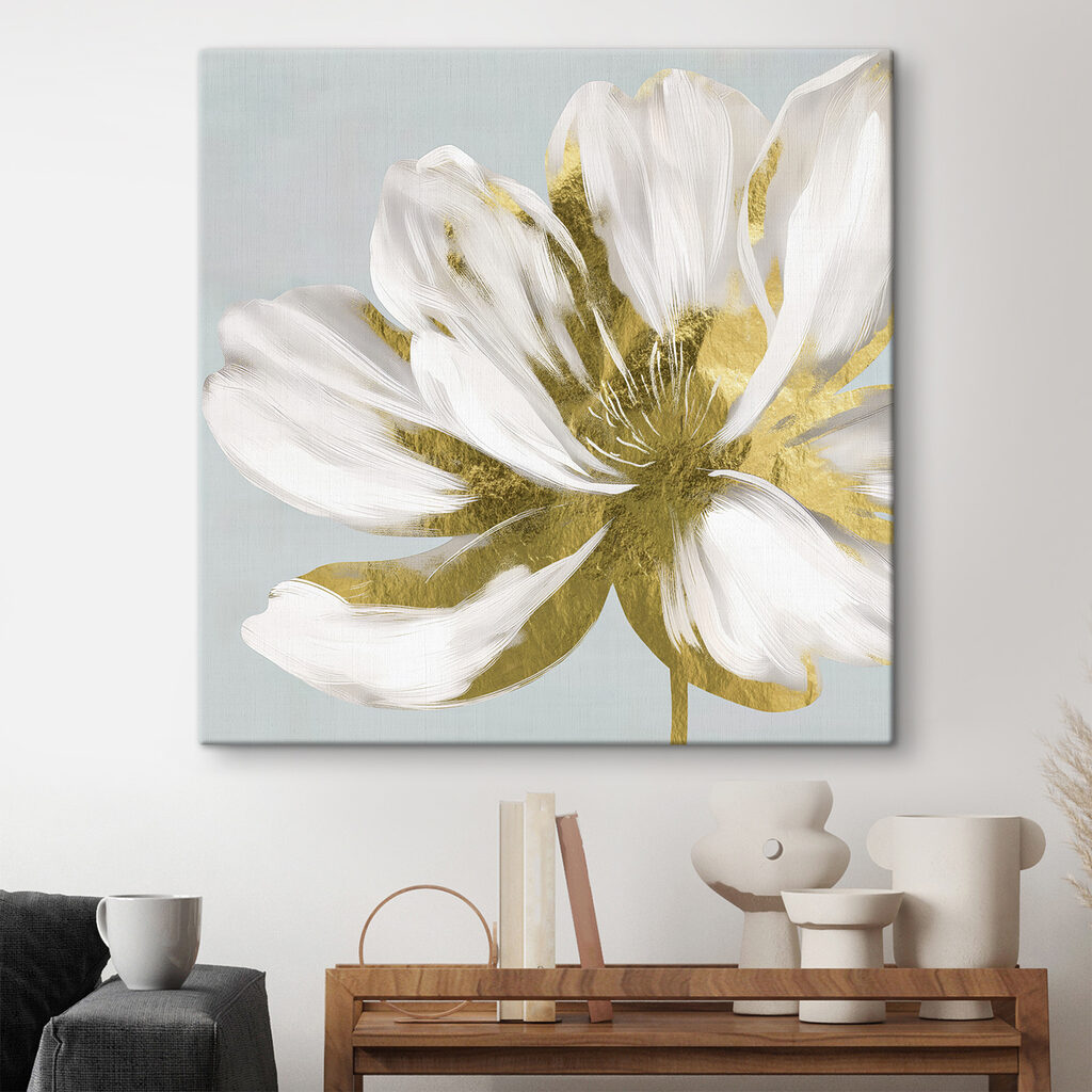 Elegant white petal with metallic accents