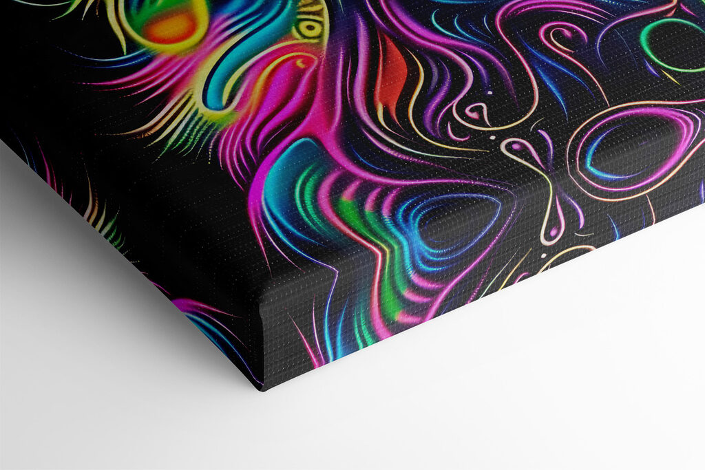 A colorful cat with a black background