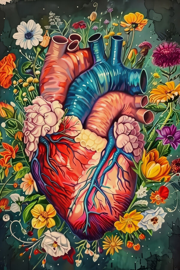 Un cœur coloré avec des fleurs Un cœur coloré avec des fleurs