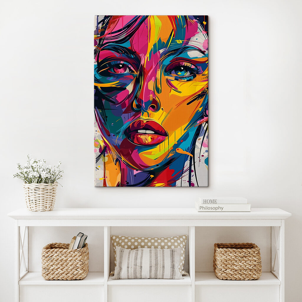 A colorful face of a woman A colorful face of a woman