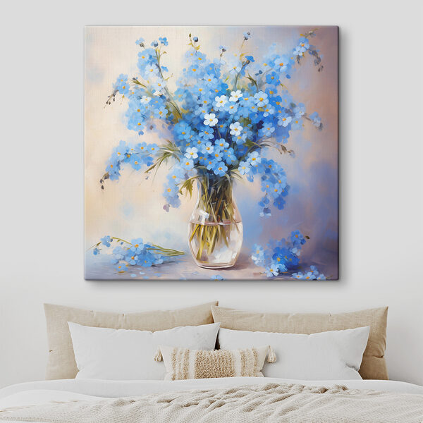 Peinture de fleurs bleues dans un vase Peinture de fleurs bleues dans un vase