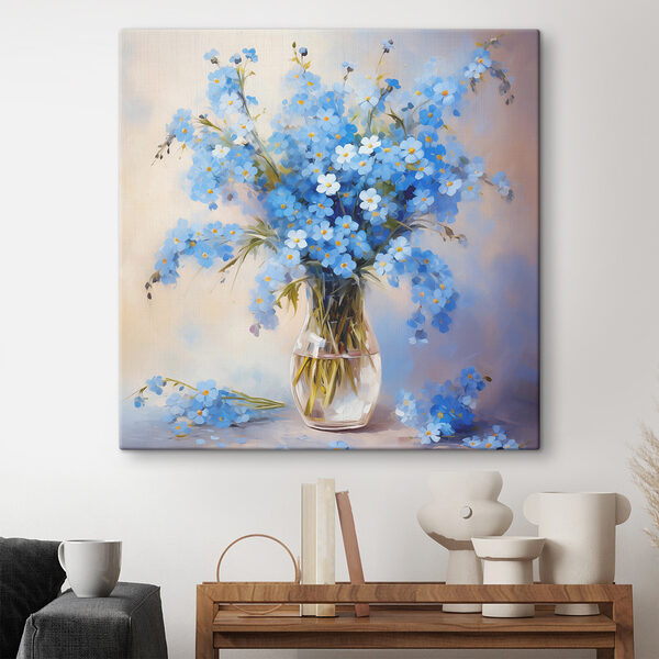 Peinture de fleurs bleues dans un vase Peinture de fleurs bleues dans un vase