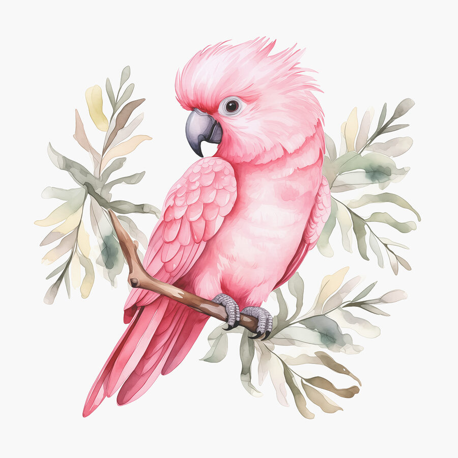 Un oiseau rose sur une branche
